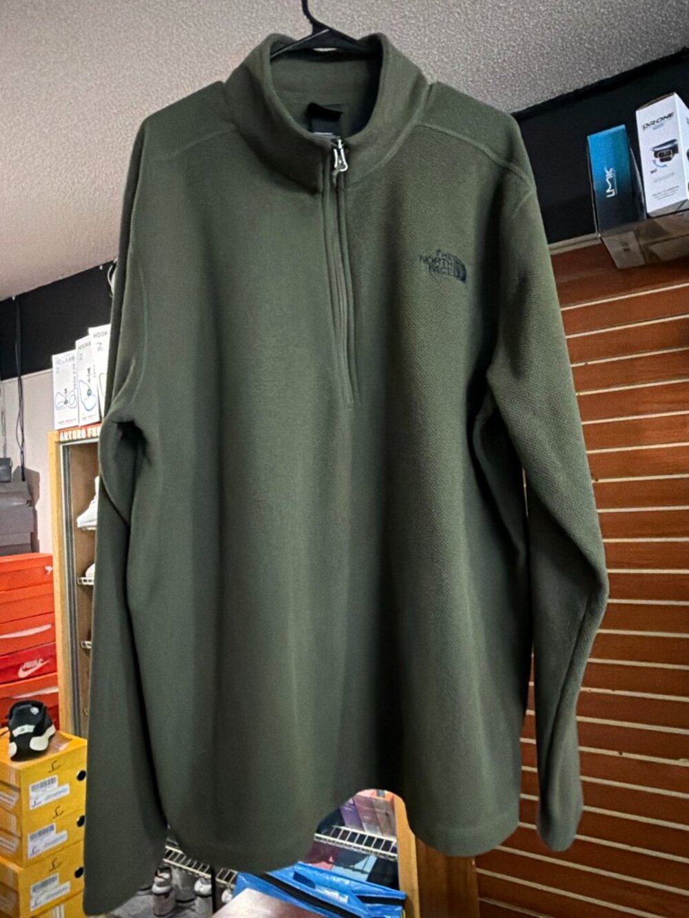 The North Face Mens Quarter Zip Fleece Pullover Green Size XL